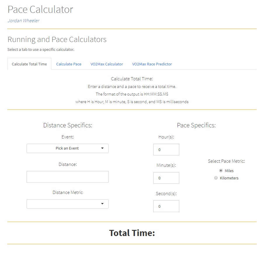 Pace Calculator Application